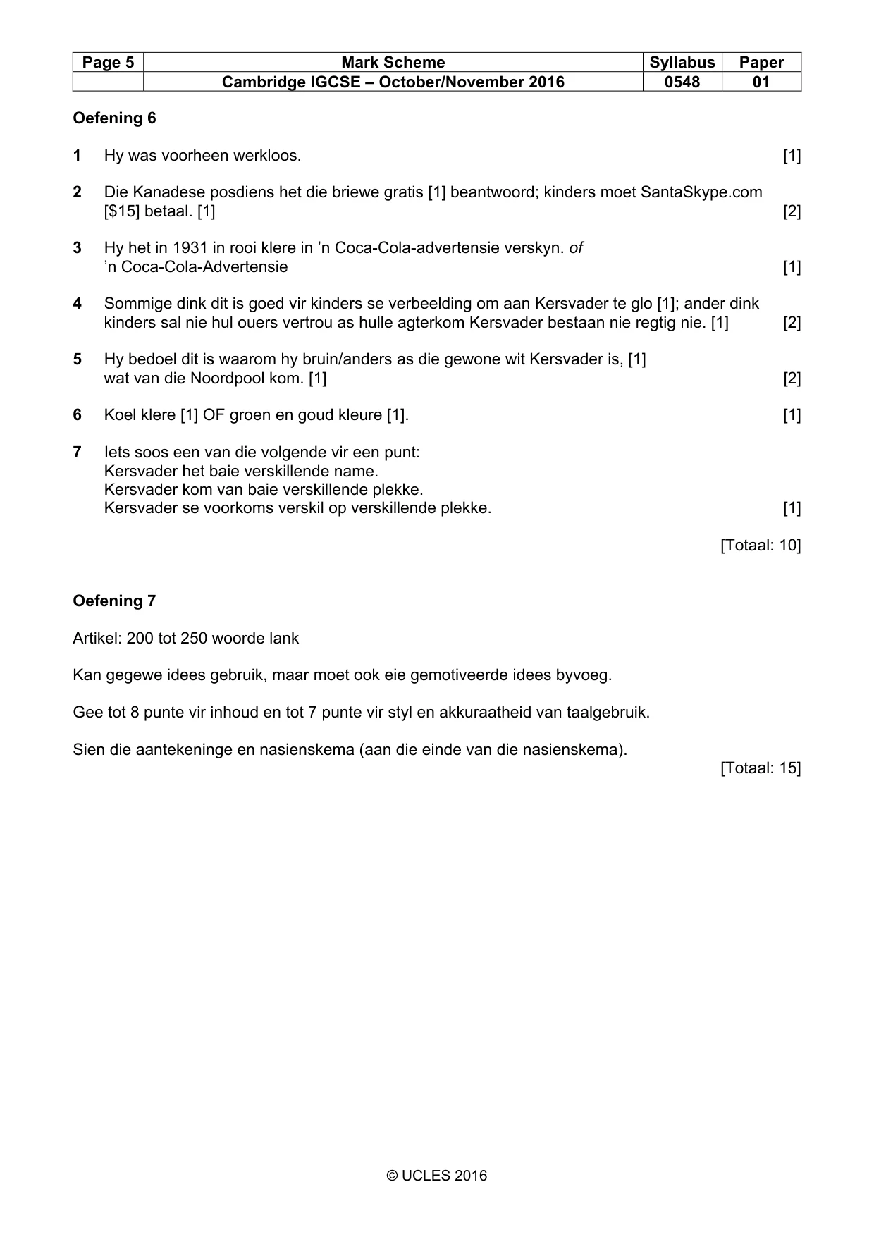 Mark scheme, page 5 of 8