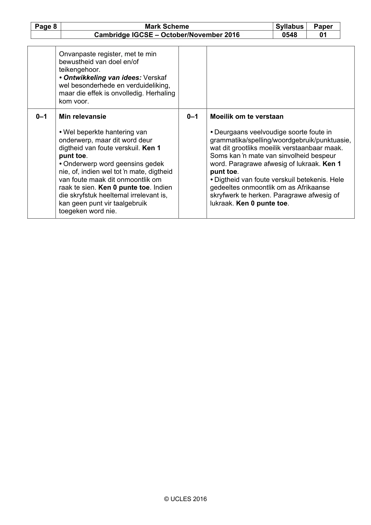Mark scheme, page 8 of 8