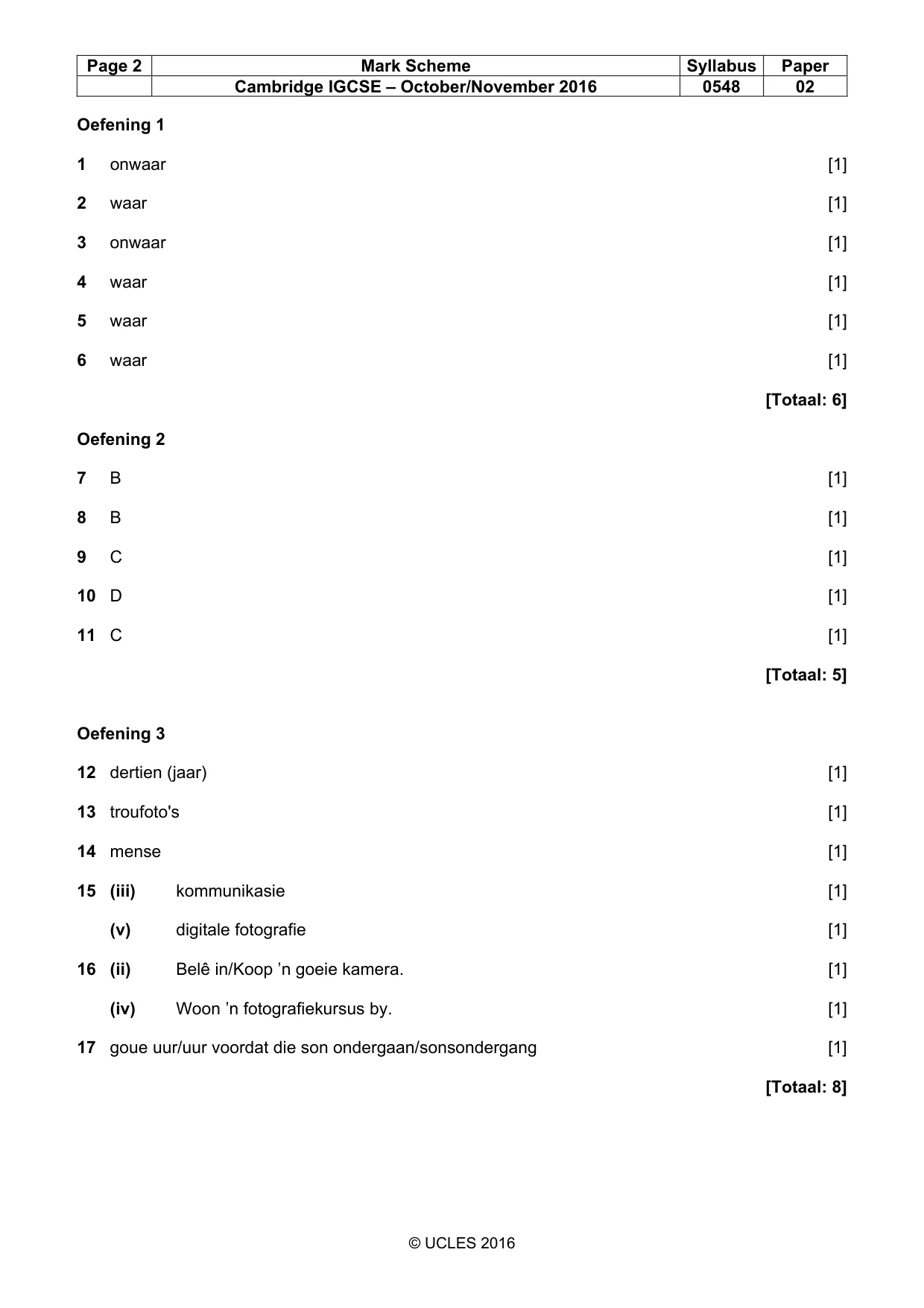 Mark scheme, page 2 of 3