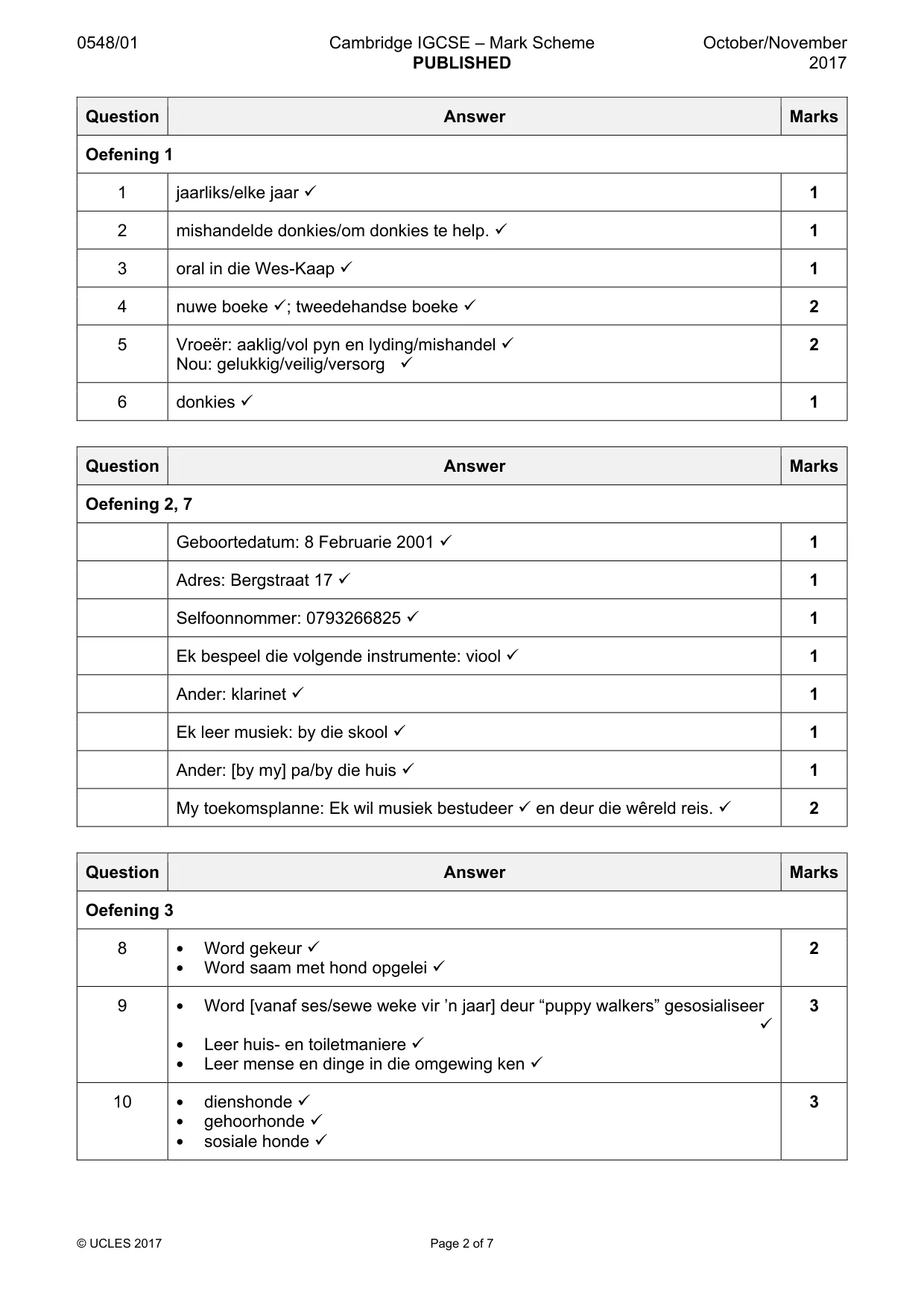 Mark scheme, page 2 of 7