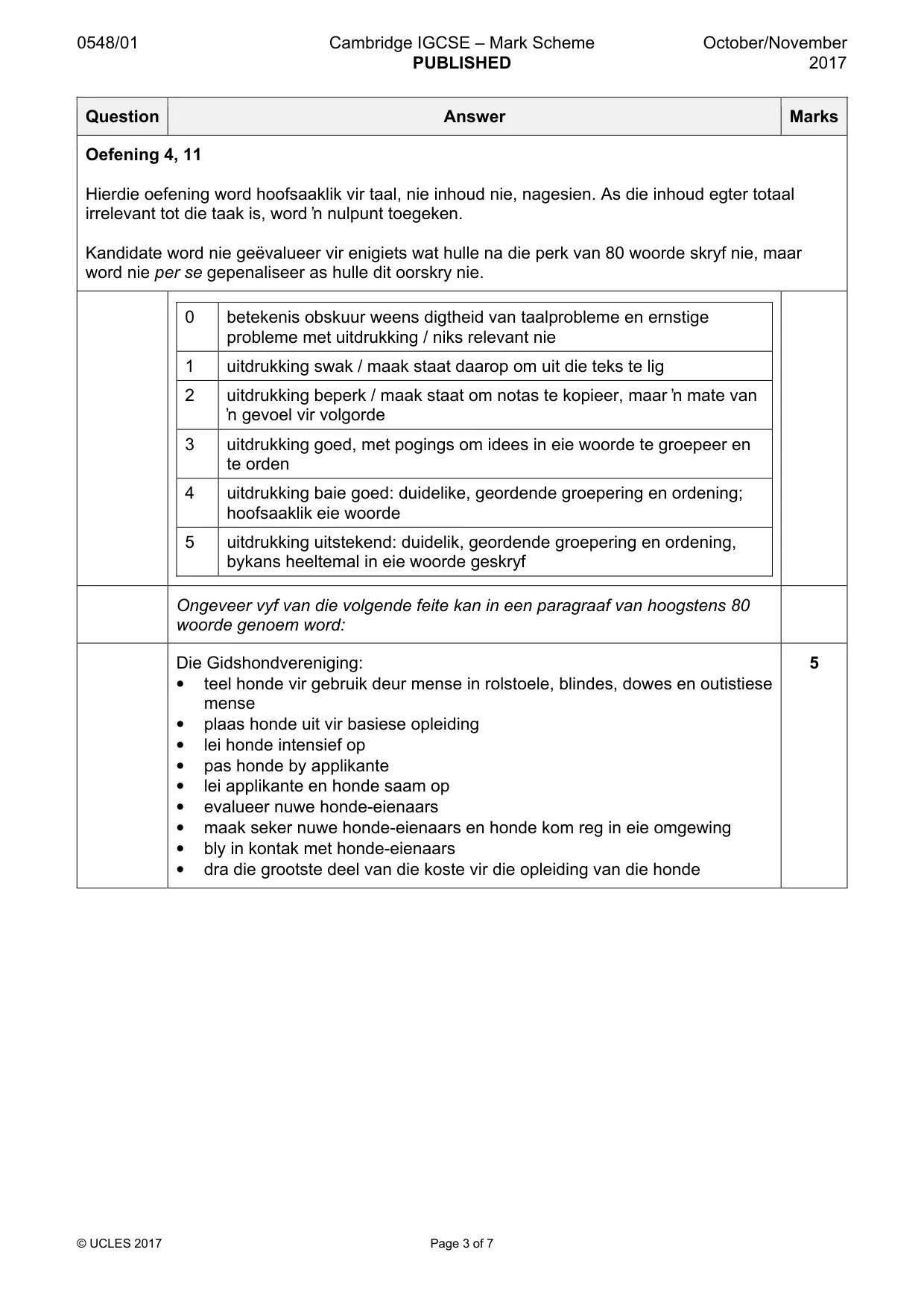 Mark scheme, page 3 of 7