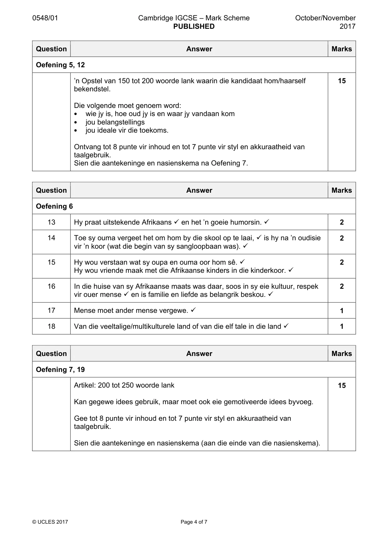Mark scheme, page 4 of 7