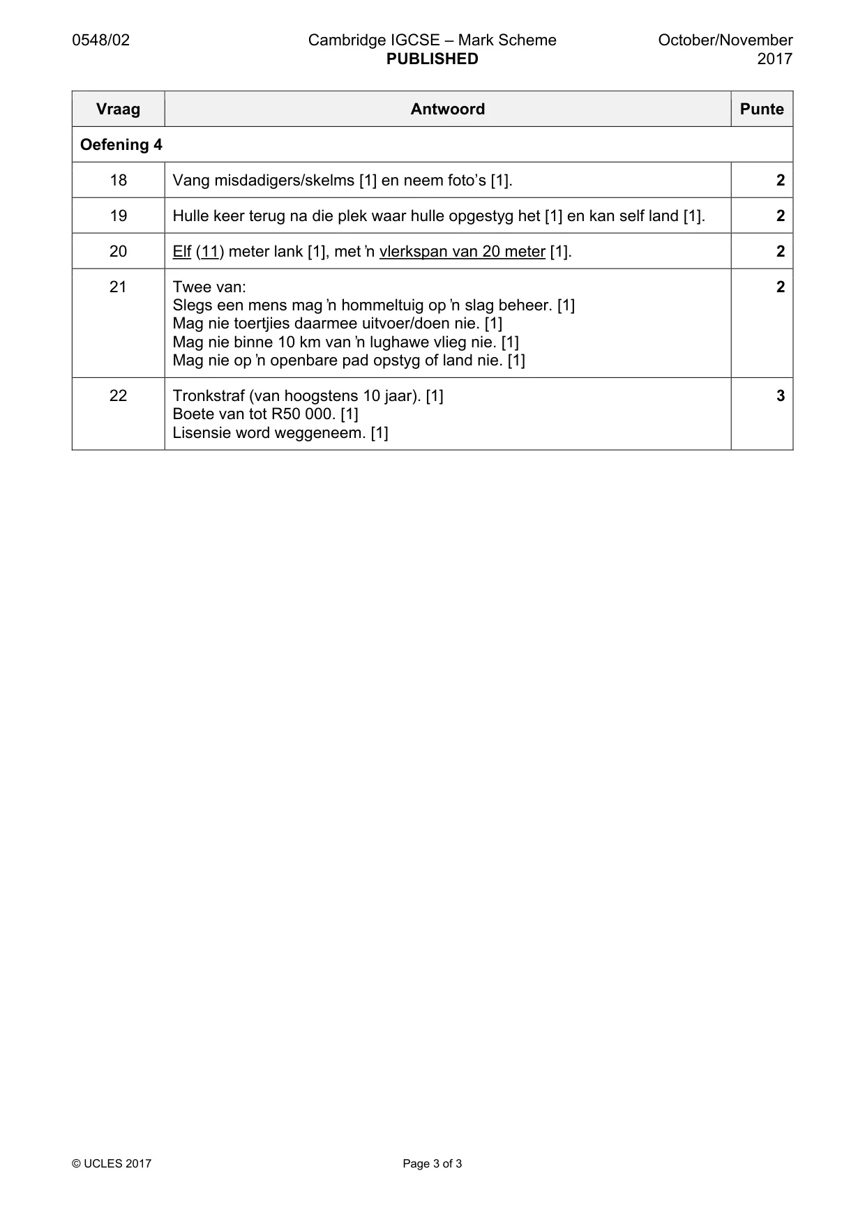 Mark scheme, page 3 of 3