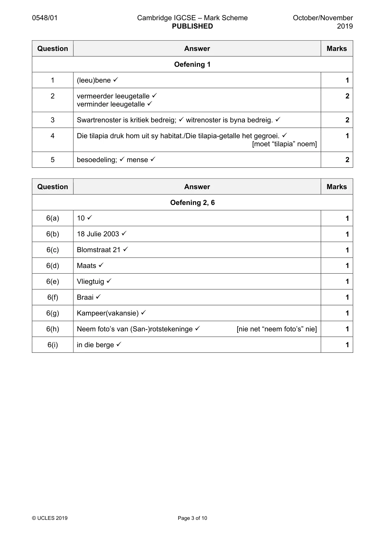 Mark scheme, page 3 of 10