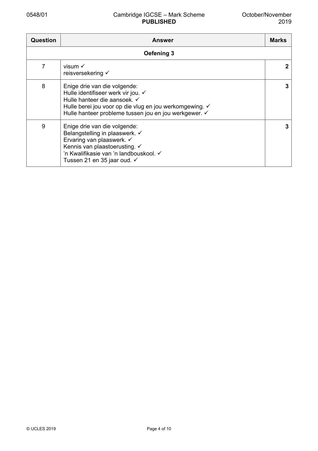 Mark scheme, page 4 of 10