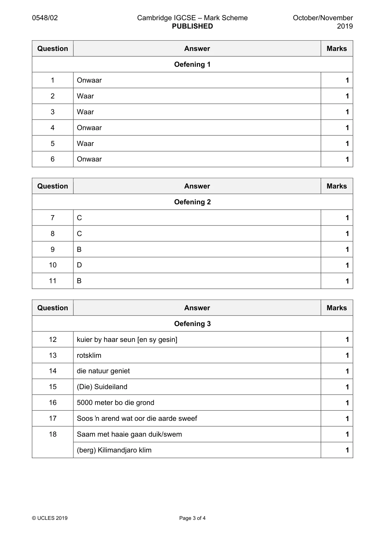 Mark scheme, page 3 of 4