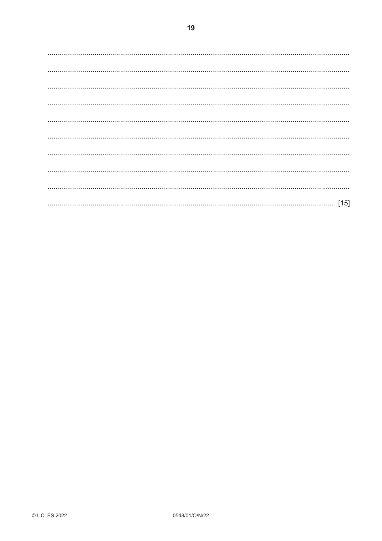 Cambridge IGCSE Afrikaans - Second Language 0548 2022 Oct/Nov Paper 1 · Variant 0 question paper, page 19 of 20