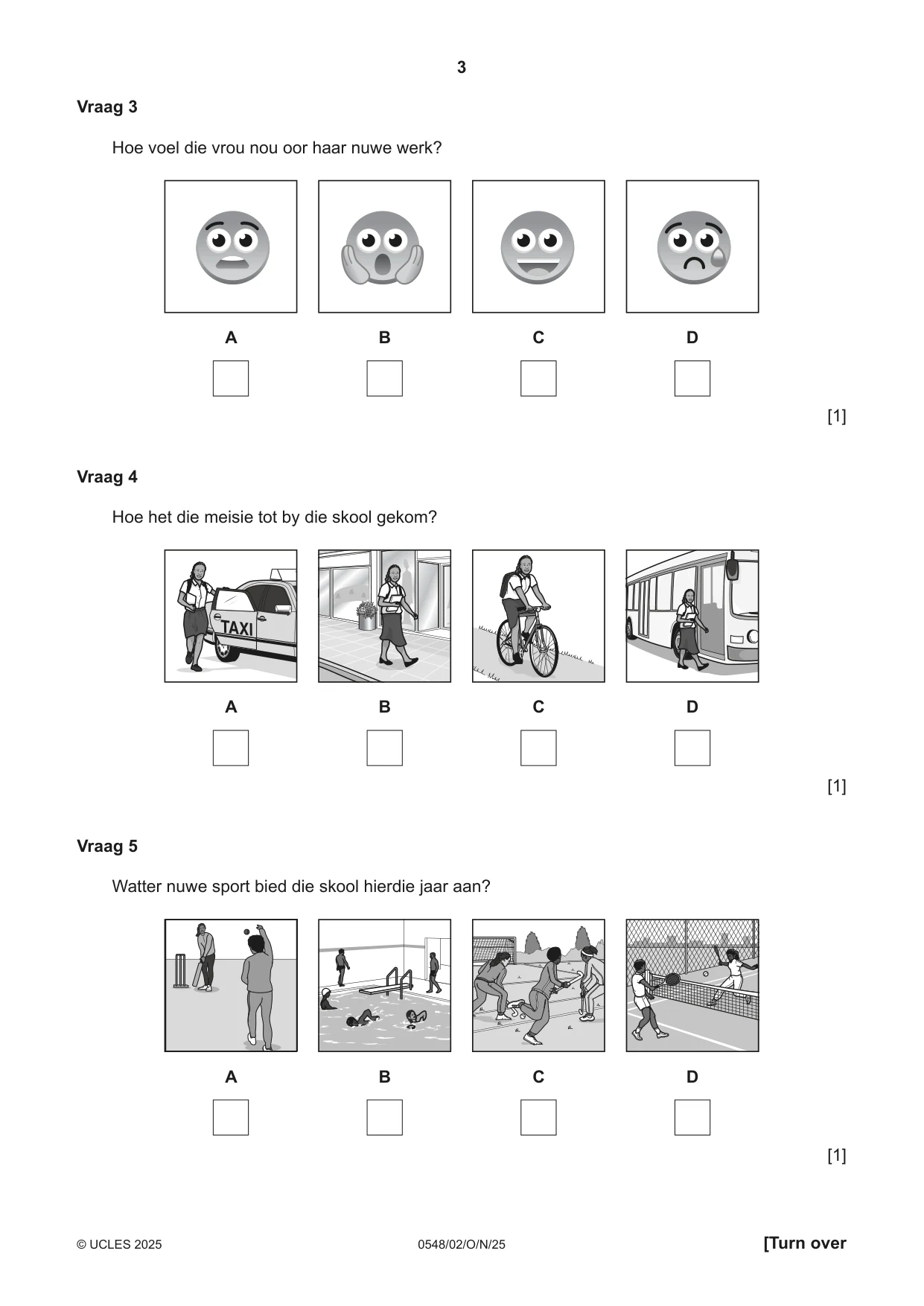 Cambridge IGCSE Afrikaans - Second Language 0548 2025 Oct/Nov Paper 2 · Variant 0 question paper, page 3 of 16