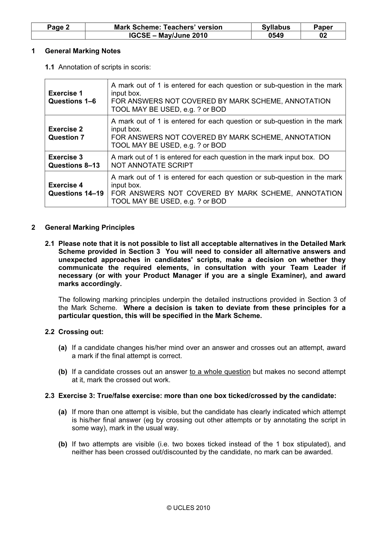 Mark scheme, page 2 of 7
