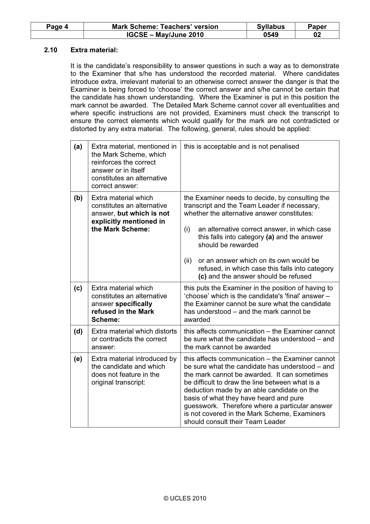 Mark scheme, page 4 of 7