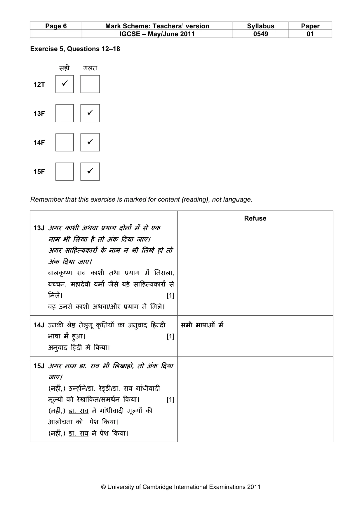 Mark scheme, page 6 of 9