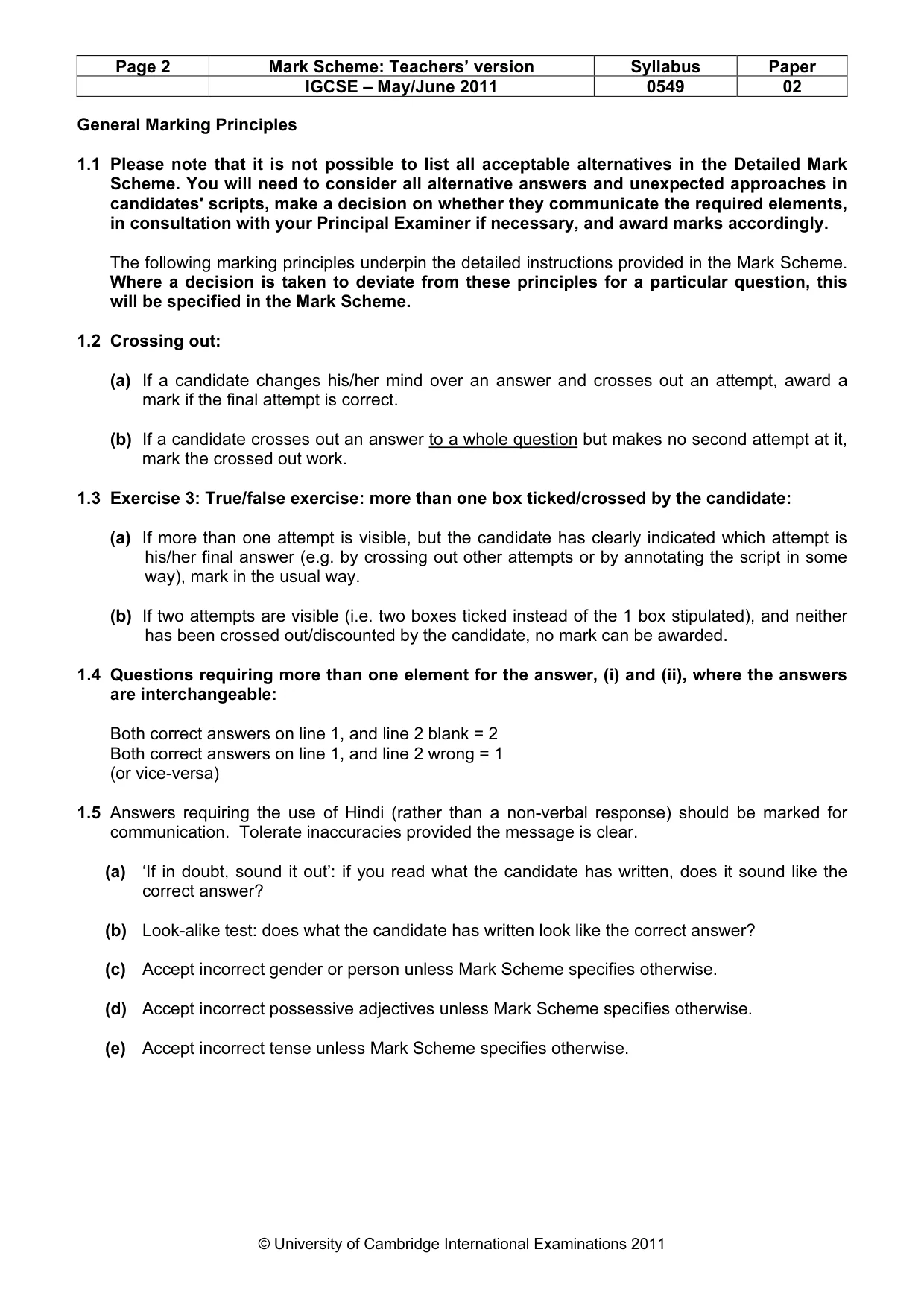 Mark scheme, page 2 of 9