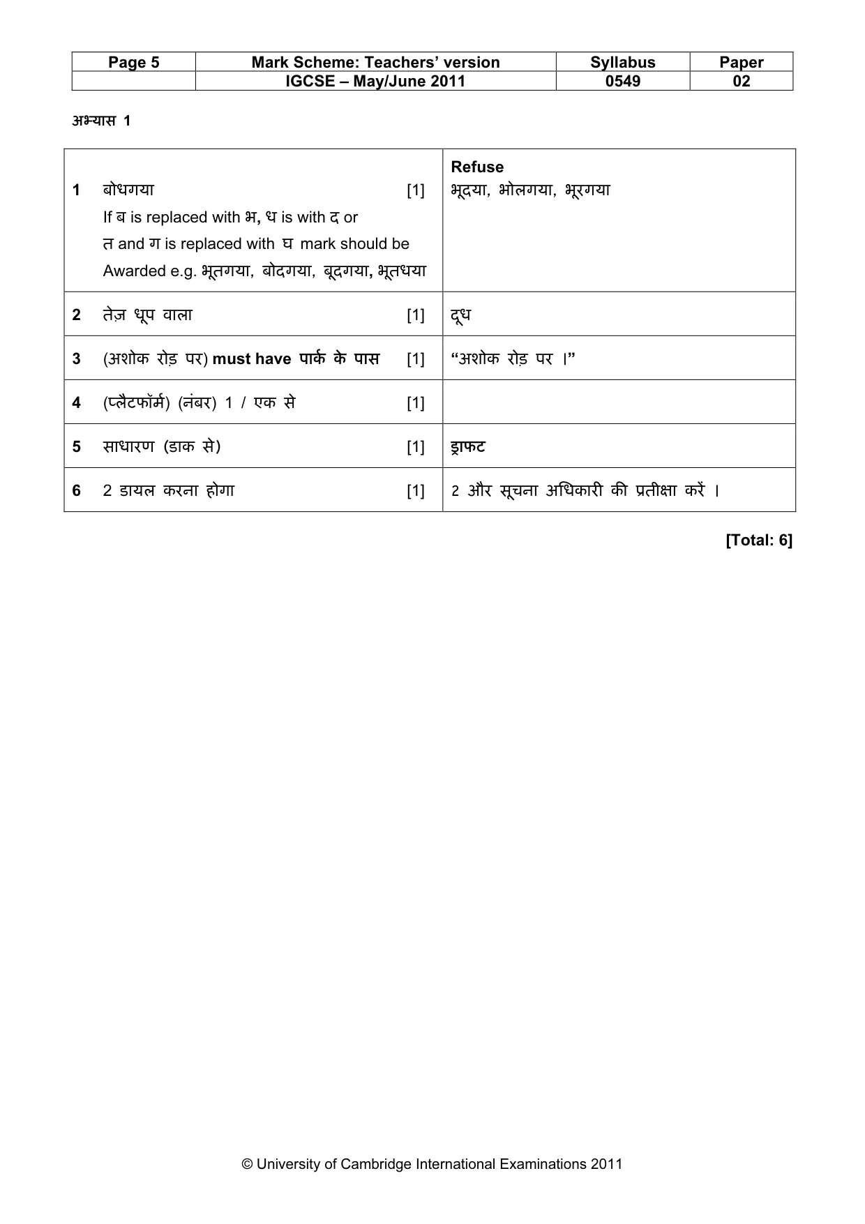 Mark scheme, page 5 of 9