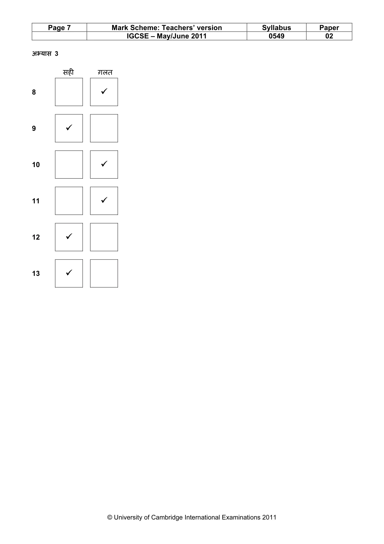 Mark scheme, page 7 of 9