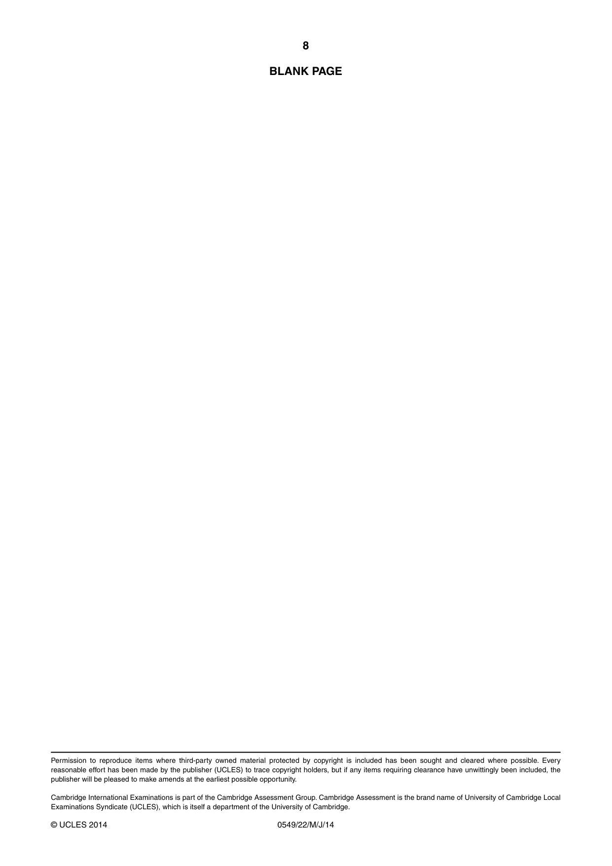Cambridge IGCSE Hindi as a Second Language 0549 2014 May/June Paper 2 · Variant 2 question paper, page 8 of 8