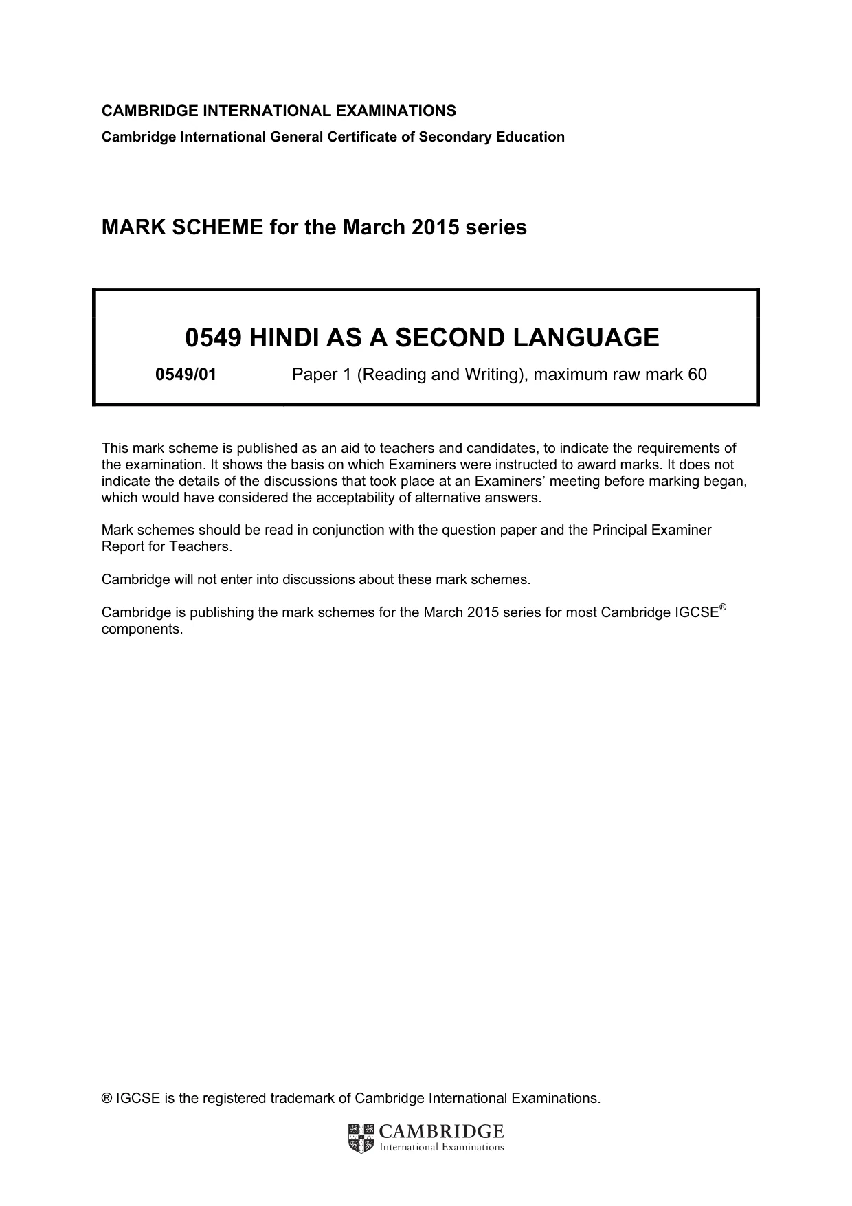 Mark scheme, page 1 of 10