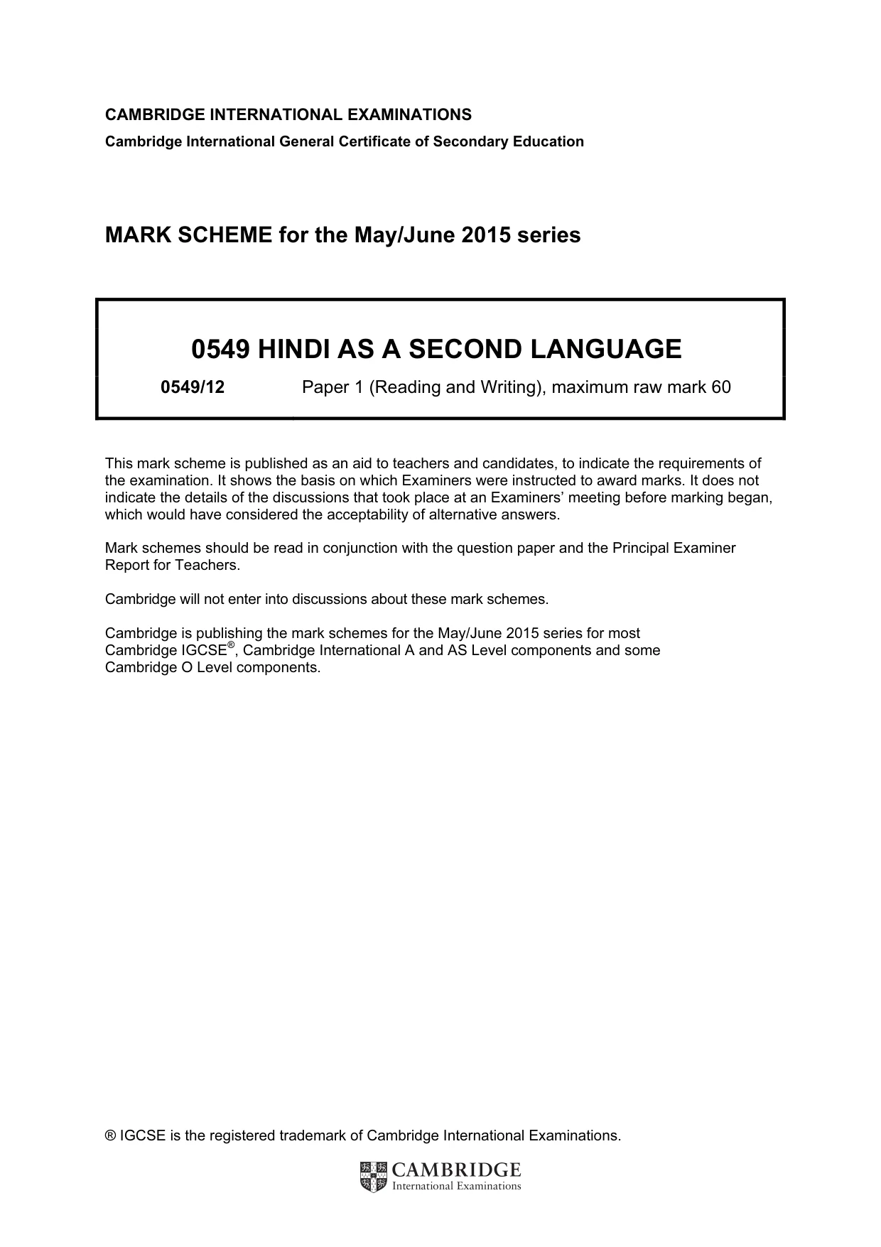 Mark scheme, page 1 of 10