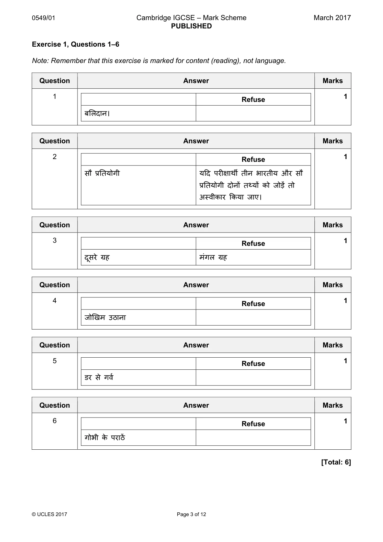 Mark scheme, page 3 of 12