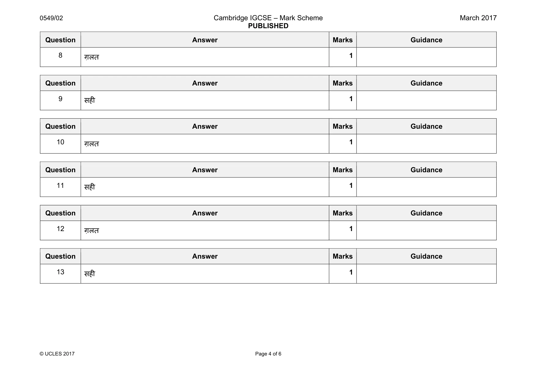 Mark scheme, page 4 of 6