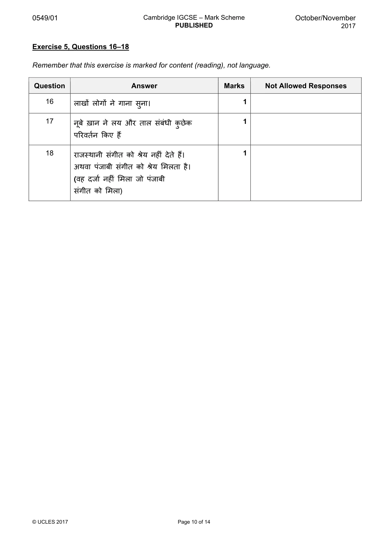 Mark scheme, page 10 of 14