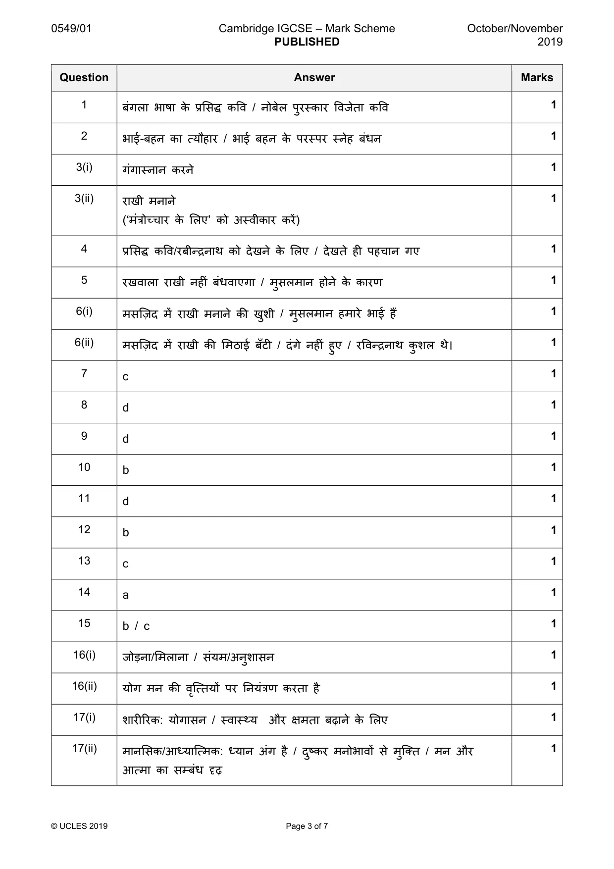 Mark scheme, page 3 of 7