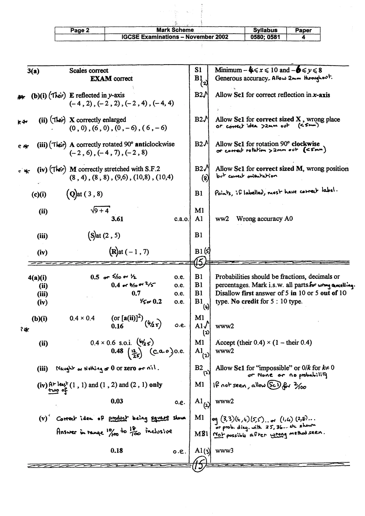 Mark scheme, page 3 of 5