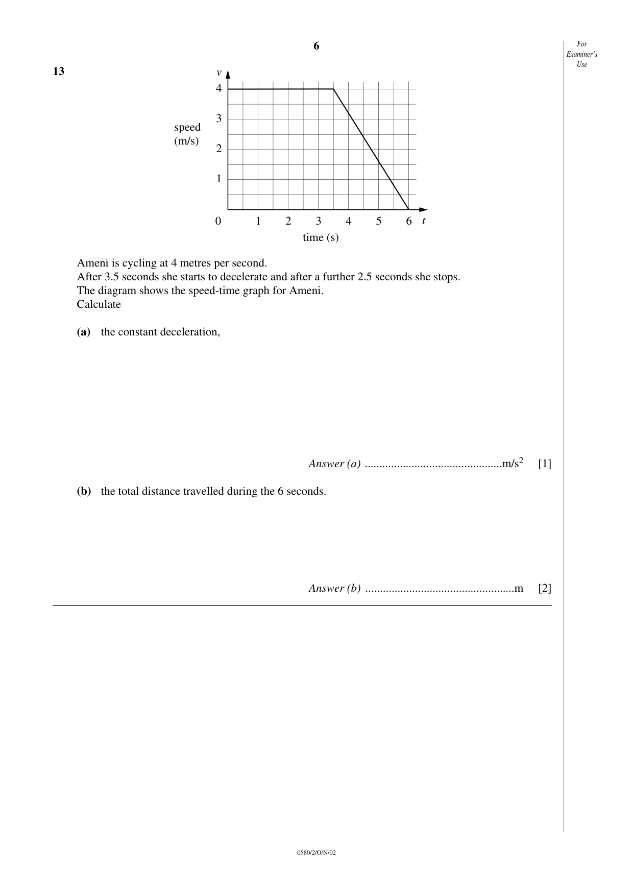 Cambridge IGCSE Mathematics 0580 2002 Oct/Nov Paper 2 · Variant 1 question paper, page 6 of 12