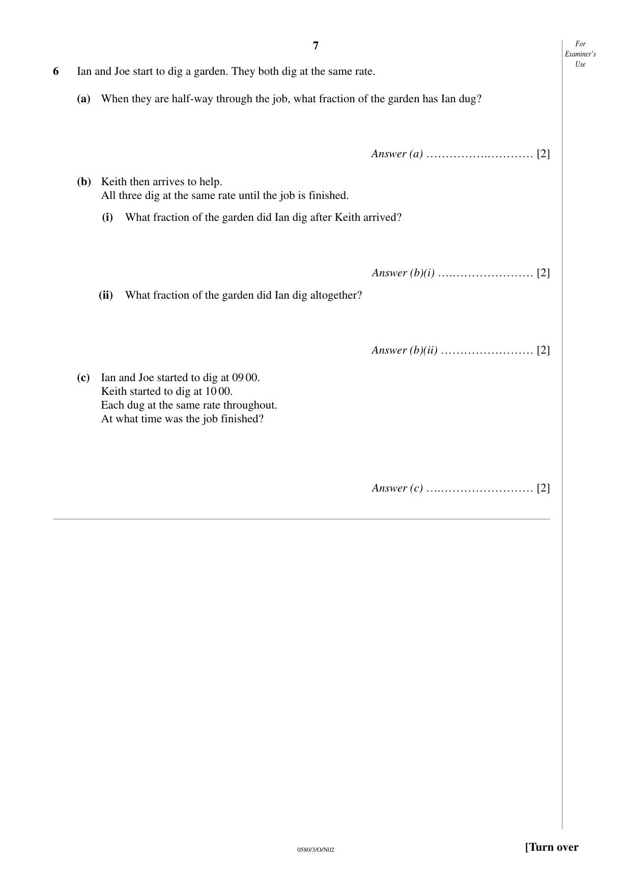 Cambridge IGCSE Mathematics 0580 2002 Oct/Nov Paper 3 · Variant 1 question paper, page 7 of 12