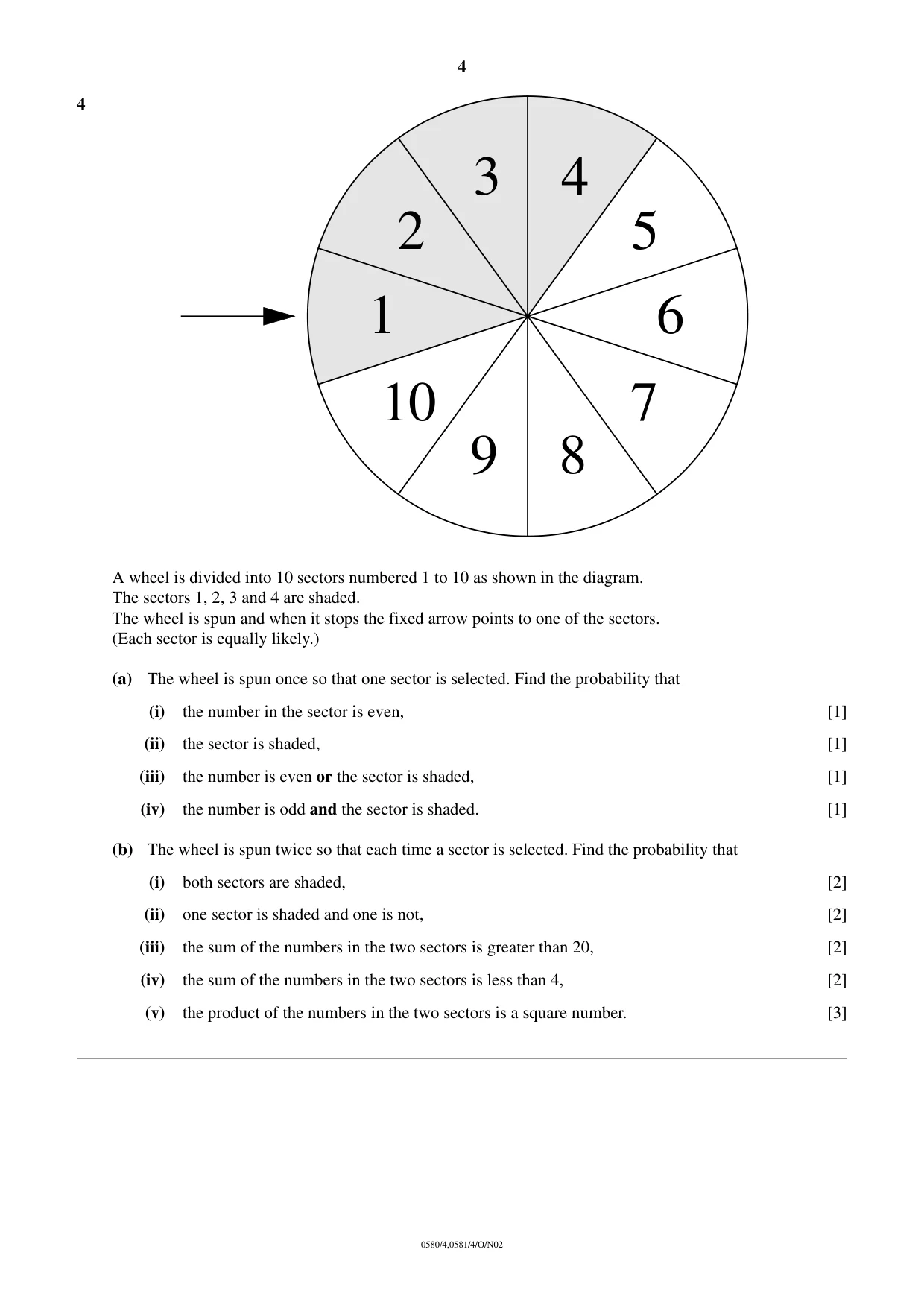 Cambridge IGCSE Mathematics 0580 2002 Oct/Nov Paper 4 · Variant 1 question paper, page 4 of 8