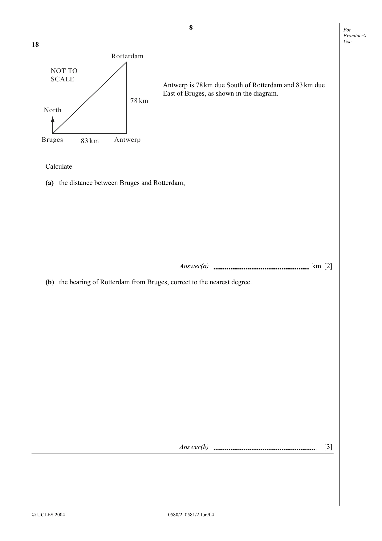 Cambridge IGCSE Mathematics 0580 2004 May/June Paper 2 · Variant 1 question paper, page 8 of 12