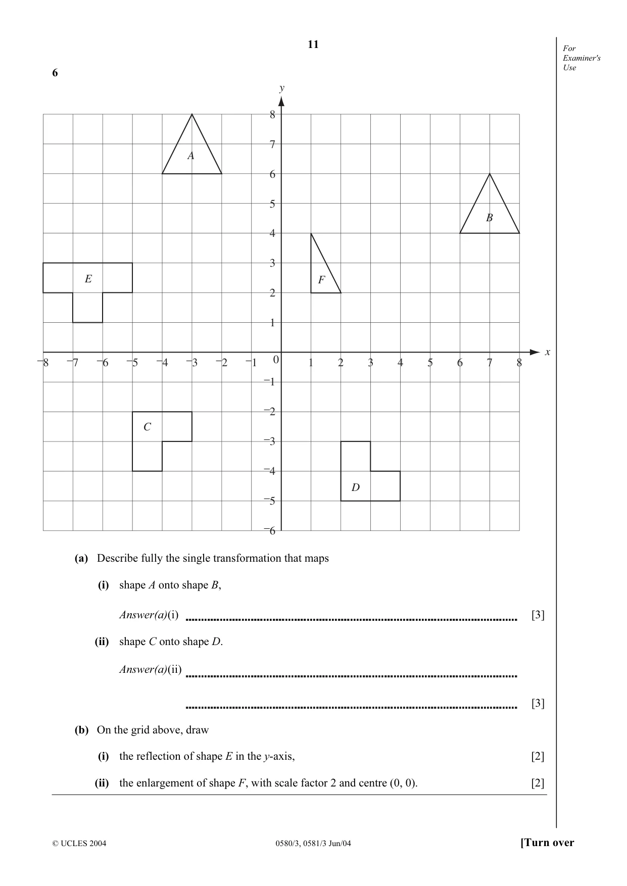 Cambridge IGCSE Mathematics 0580 2004 May/June Paper 3 · Variant 1 question paper, page 11 of 16