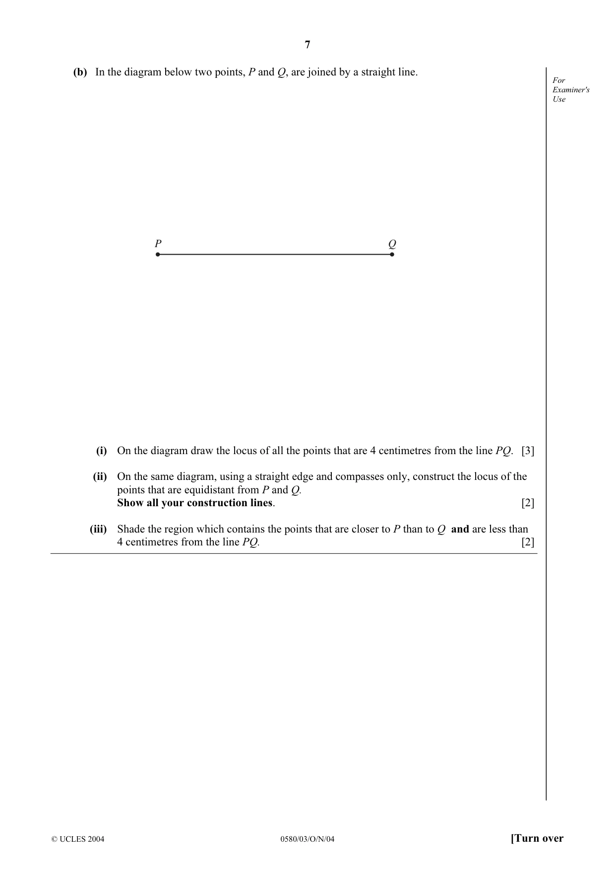 Cambridge IGCSE Mathematics 0580 2004 Oct/Nov Paper 3 · Variant 1 question paper, page 7 of 16