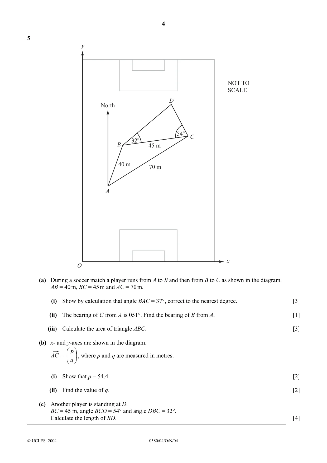 Cambridge IGCSE Mathematics 0580 2004 Oct/Nov Paper 4 · Variant 1 question paper, page 4 of 8
