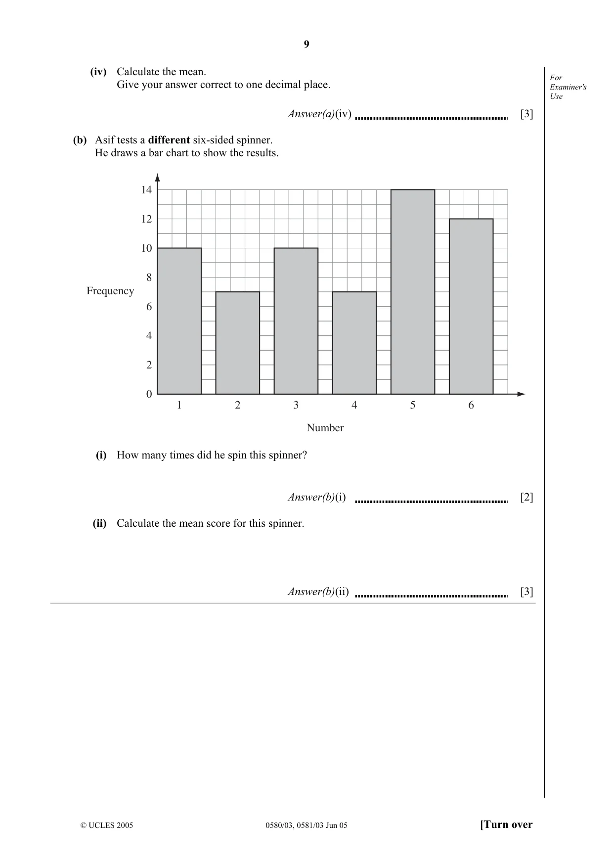 Cambridge IGCSE Mathematics 0580 2005 May/June Paper 3 · Variant 1 question paper, page 9 of 16