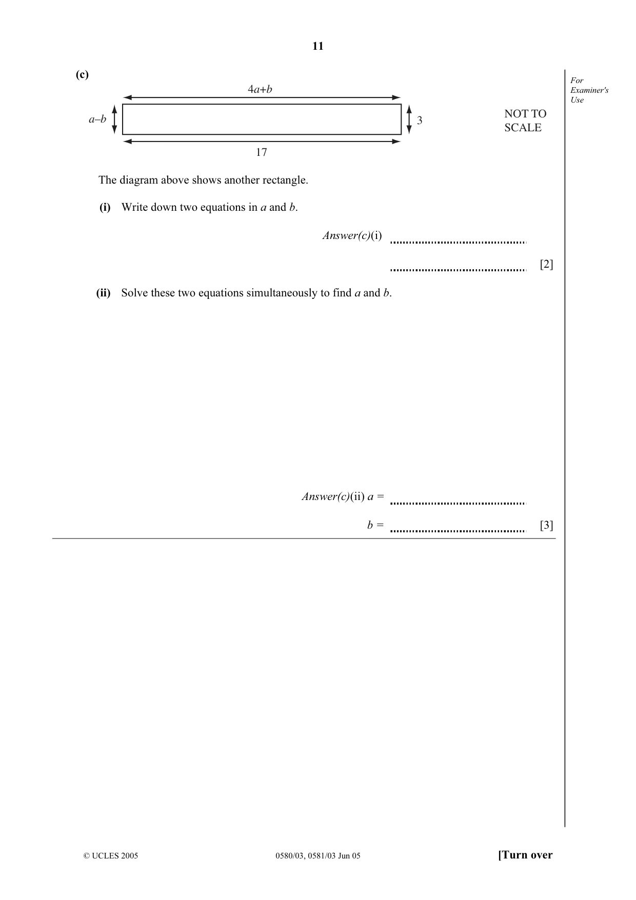 Cambridge IGCSE Mathematics 0580 2005 May/June Paper 3 · Variant 1 question paper, page 11 of 16