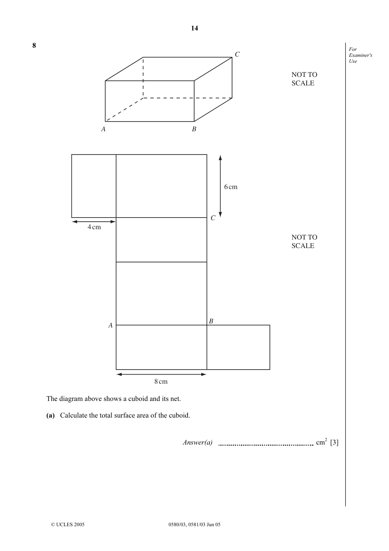 Cambridge IGCSE Mathematics 0580 2005 May/June Paper 3 · Variant 1 question paper, page 14 of 16