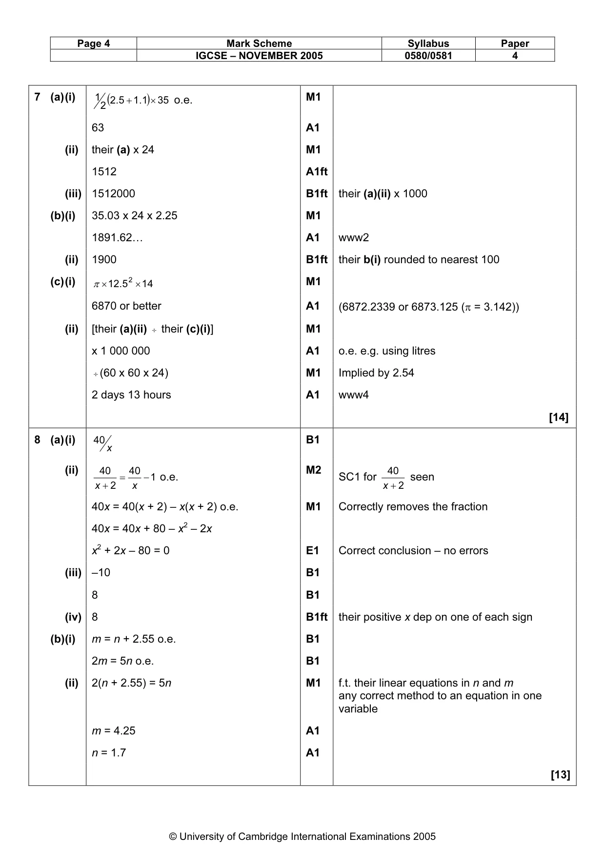 Mark scheme, page 6 of 10