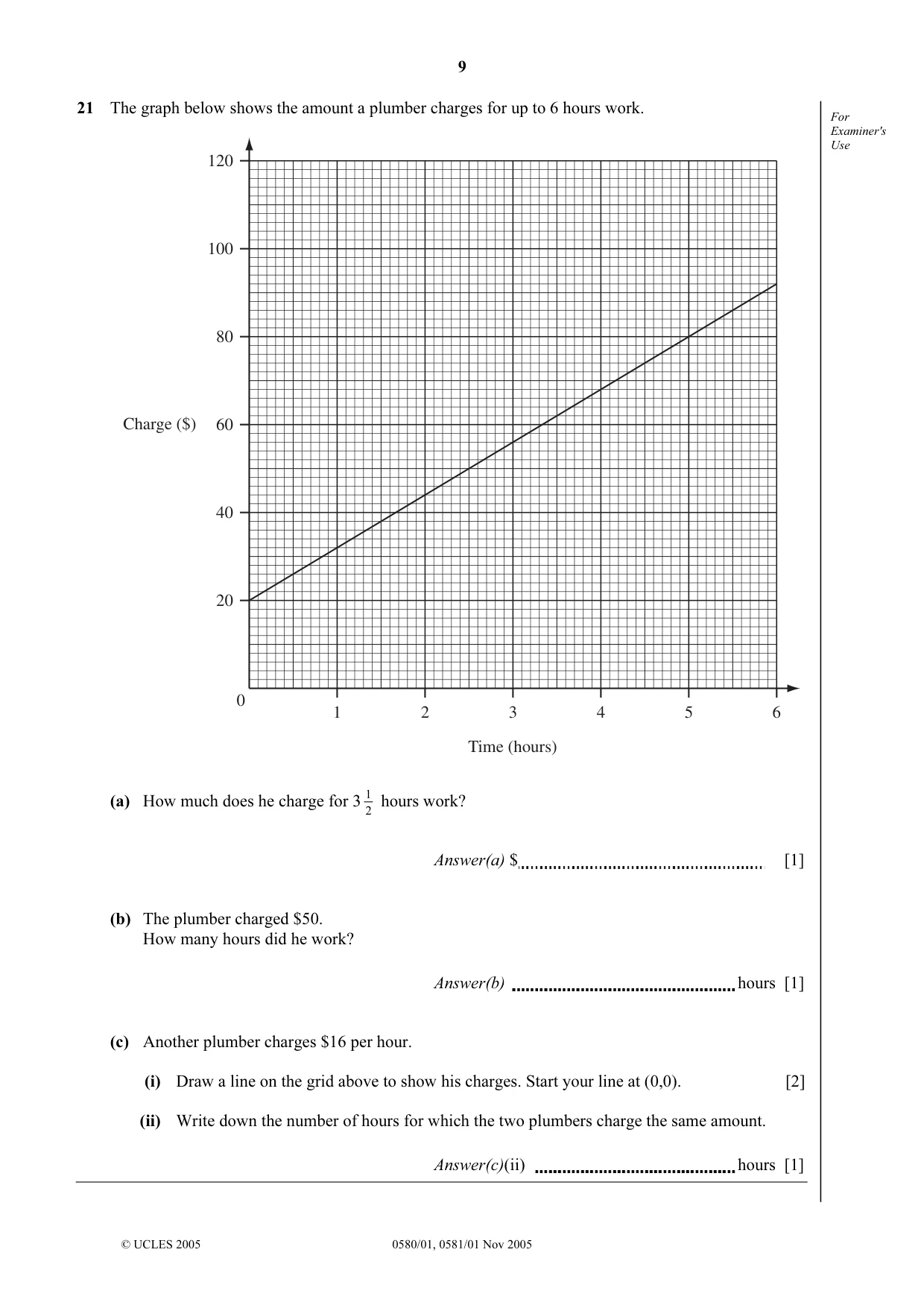 Cambridge IGCSE Mathematics 0580 2005 Oct/Nov Paper 1 · Variant 1 question paper, page 9 of 12
