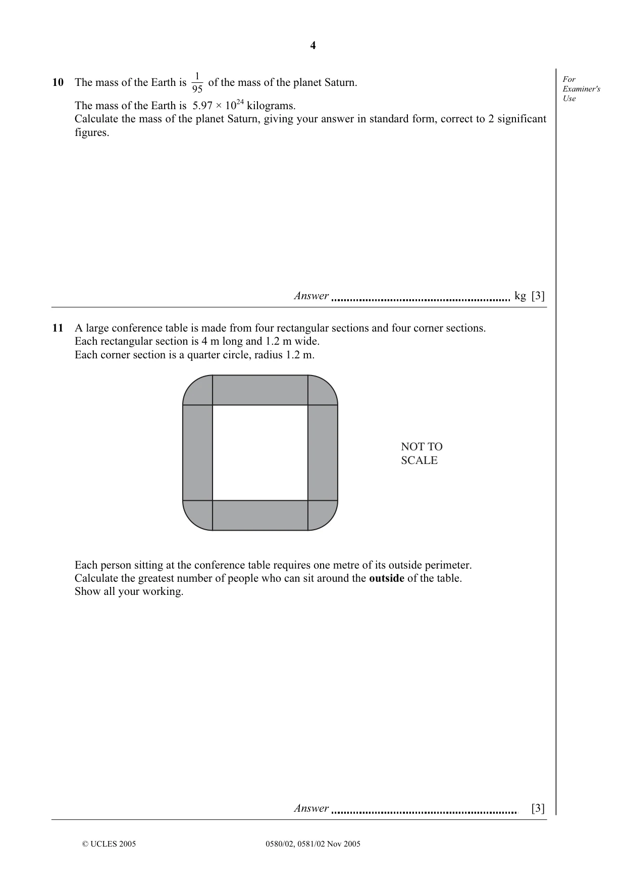 Cambridge IGCSE Mathematics 0580 2005 Oct/Nov Paper 2 · Variant 1 question paper, page 4 of 12