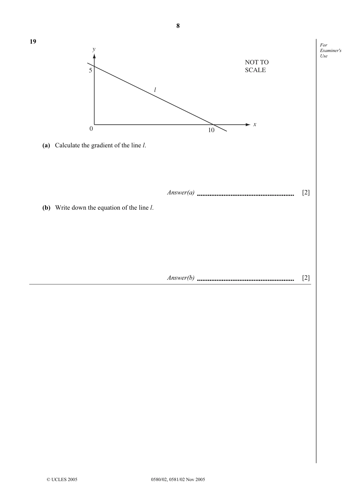 Cambridge IGCSE Mathematics 0580 2005 Oct/Nov Paper 2 · Variant 1 question paper, page 8 of 12