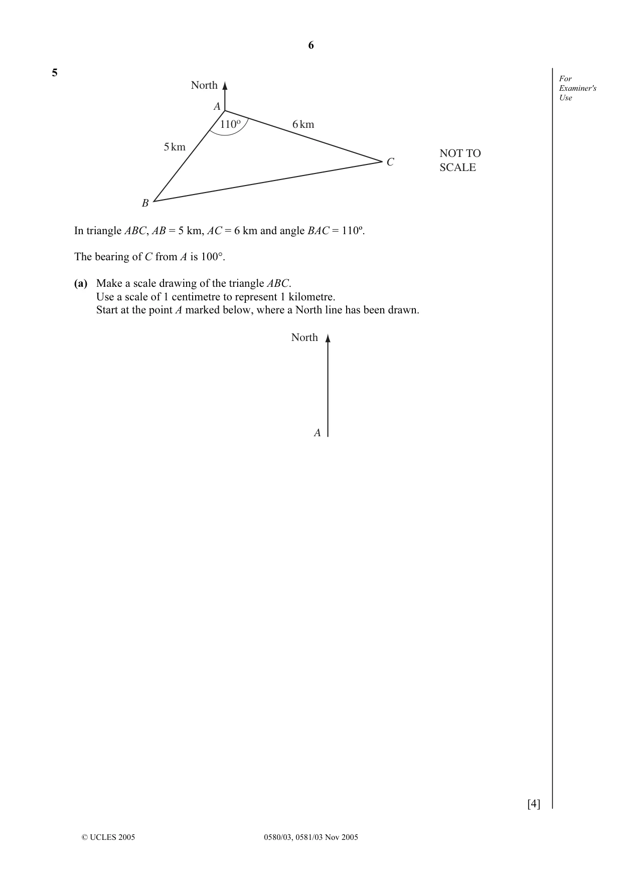 Cambridge IGCSE Mathematics 0580 2005 Oct/Nov Paper 3 · Variant 1 question paper, page 6 of 12