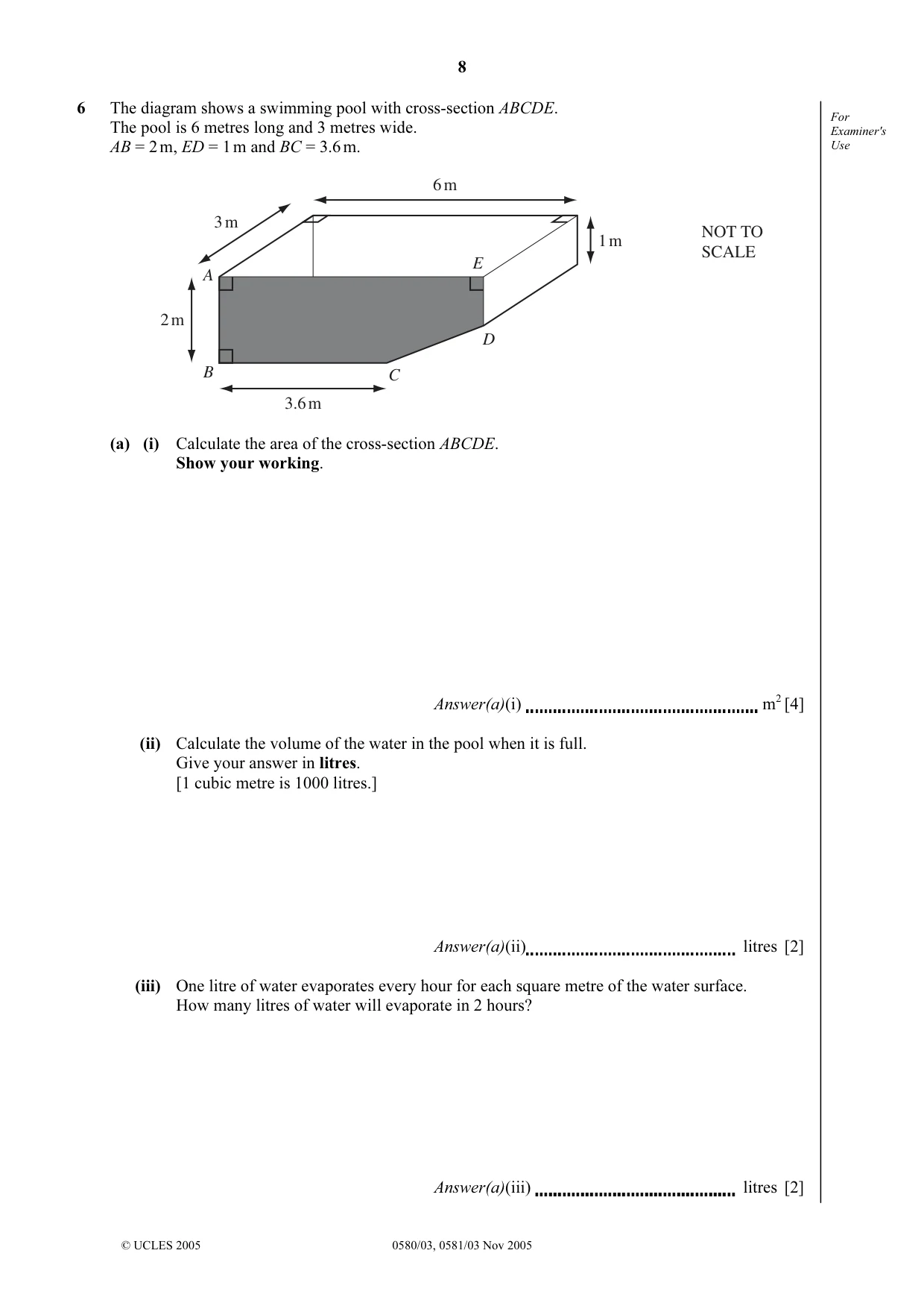 Cambridge IGCSE Mathematics 0580 2005 Oct/Nov Paper 3 · Variant 1 question paper, page 8 of 12