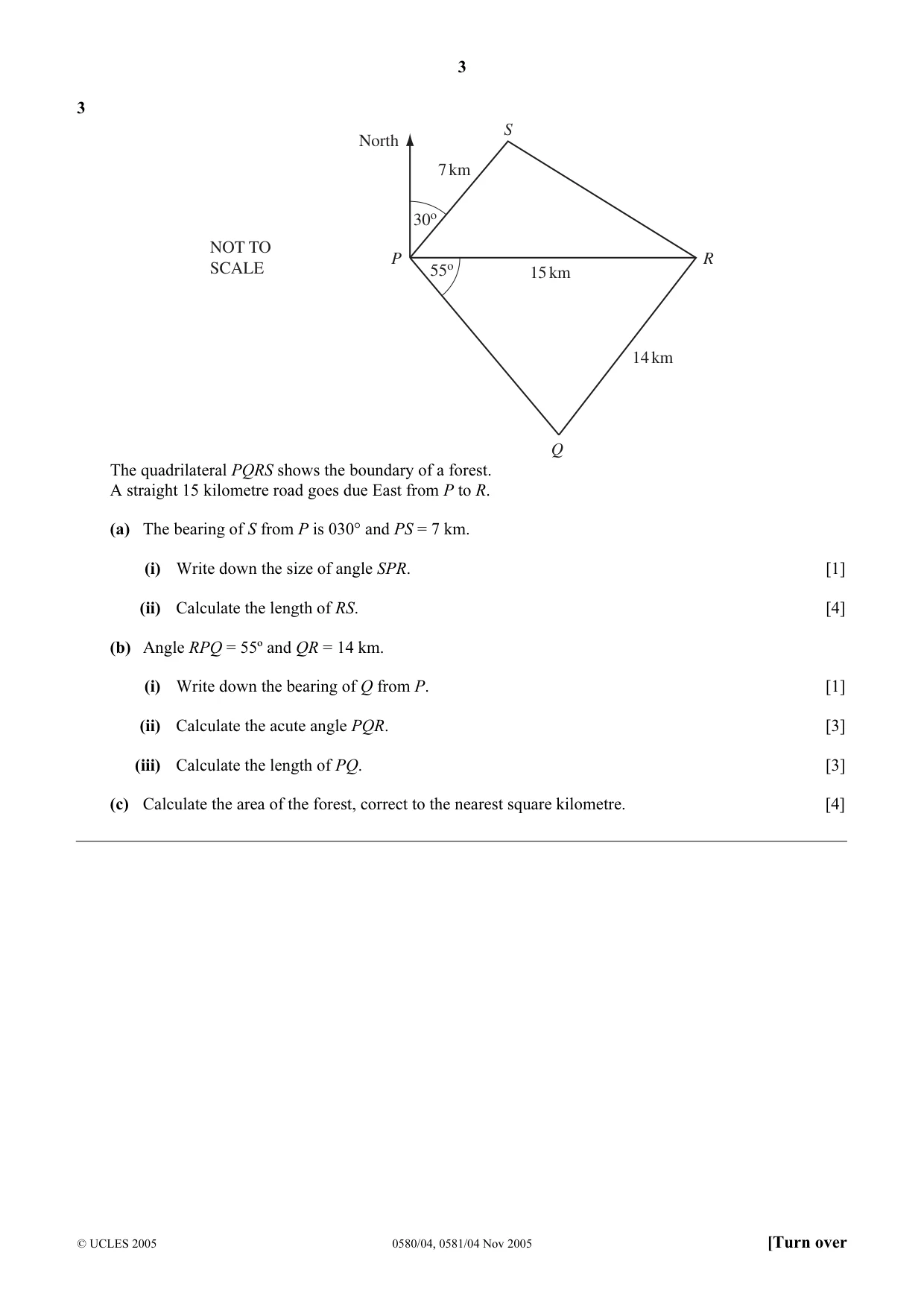Cambridge IGCSE Mathematics 0580 2005 Oct/Nov Paper 4 · Variant 1 question paper, page 3 of 8