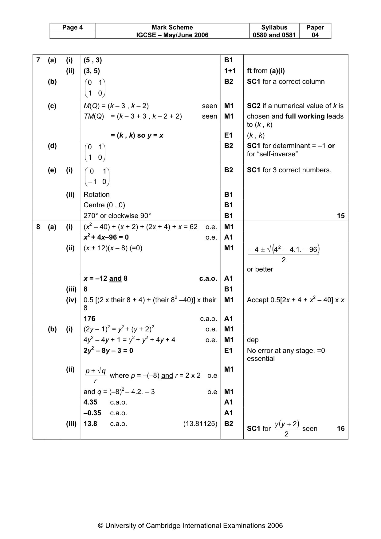 Mark scheme, page 5 of 6