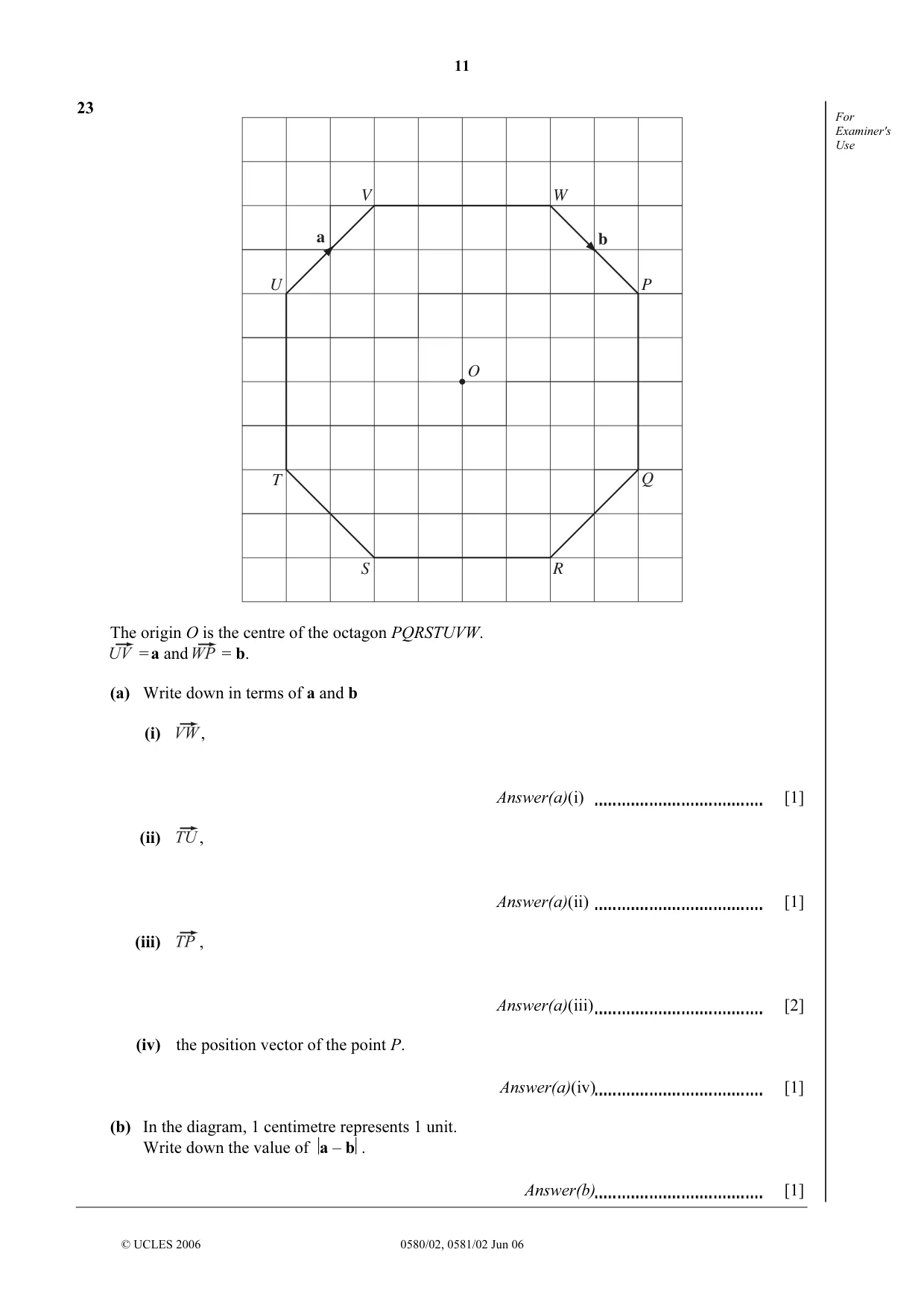 Cambridge IGCSE Mathematics 0580 2006 May/June Paper 2 · Variant 1 question paper, page 11 of 12