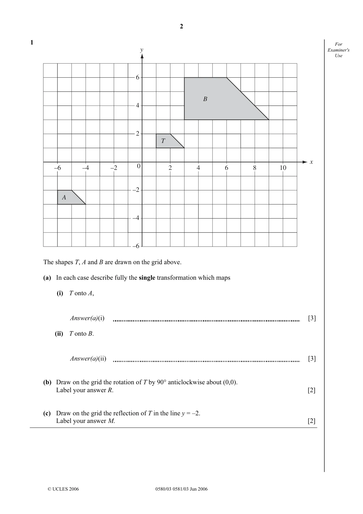Cambridge IGCSE Mathematics 0580 2006 May/June Paper 3 · Variant 1 question paper, page 2 of 12