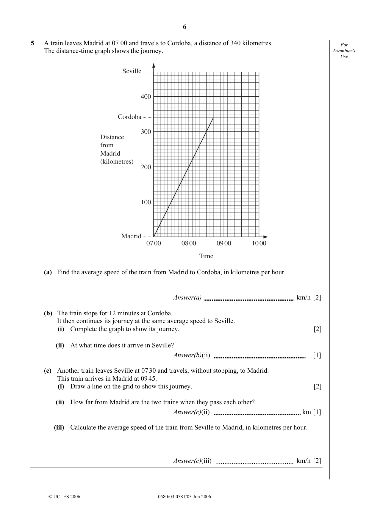Cambridge IGCSE Mathematics 0580 2006 May/June Paper 3 · Variant 1 question paper, page 6 of 12