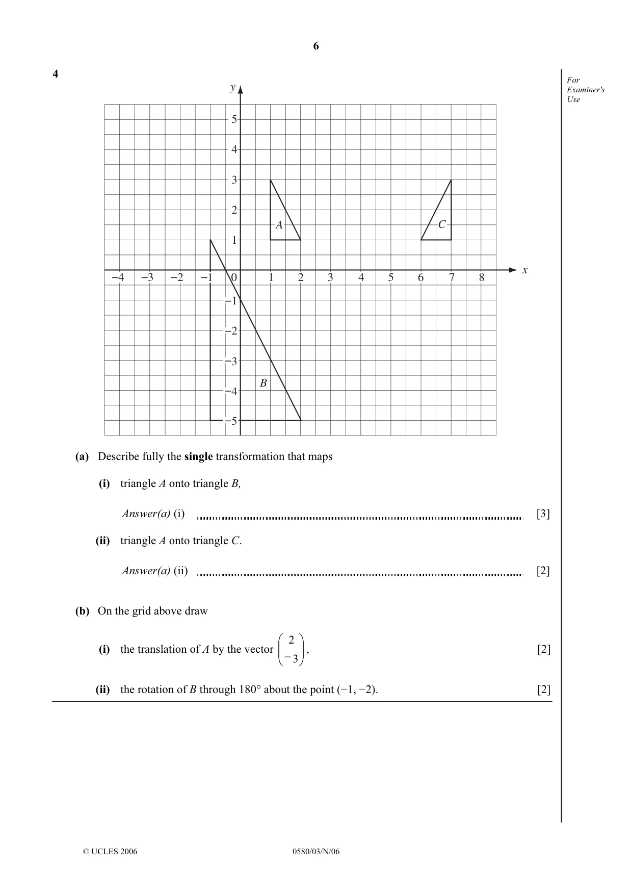 Cambridge IGCSE Mathematics 0580 2006 Oct/Nov Paper 3 · Variant 1 question paper, page 6 of 16
