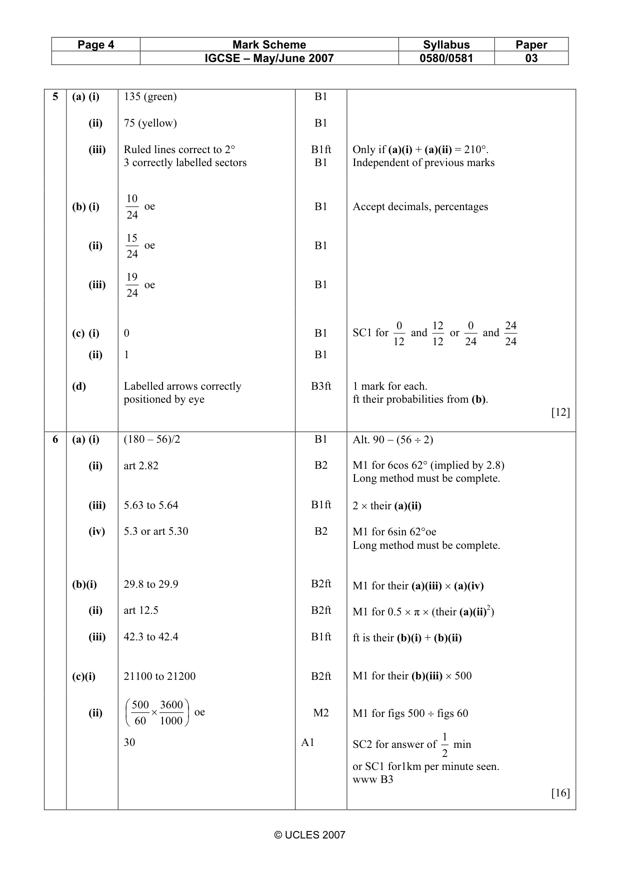 Mark scheme, page 4 of 6