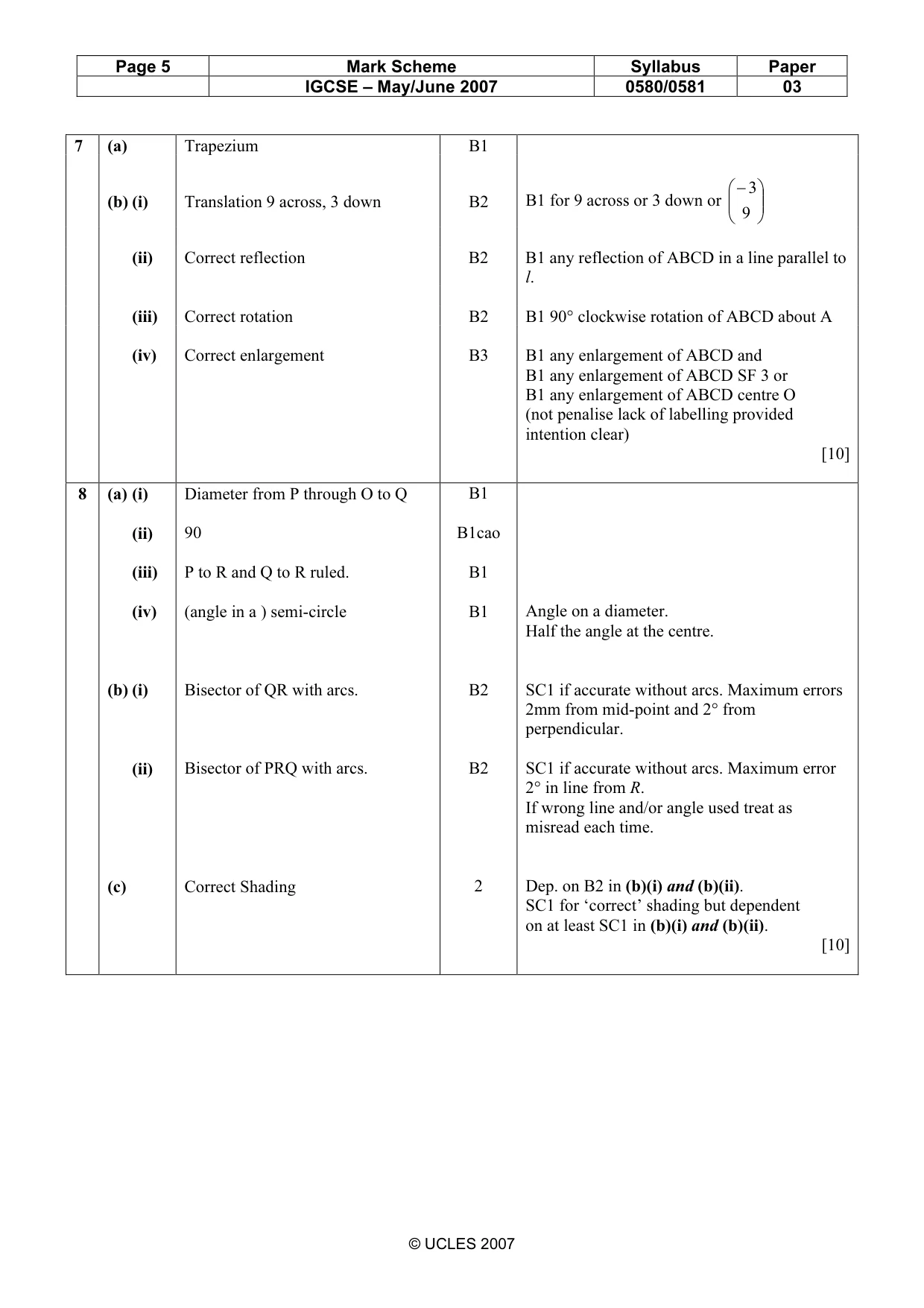 Mark scheme, page 5 of 6